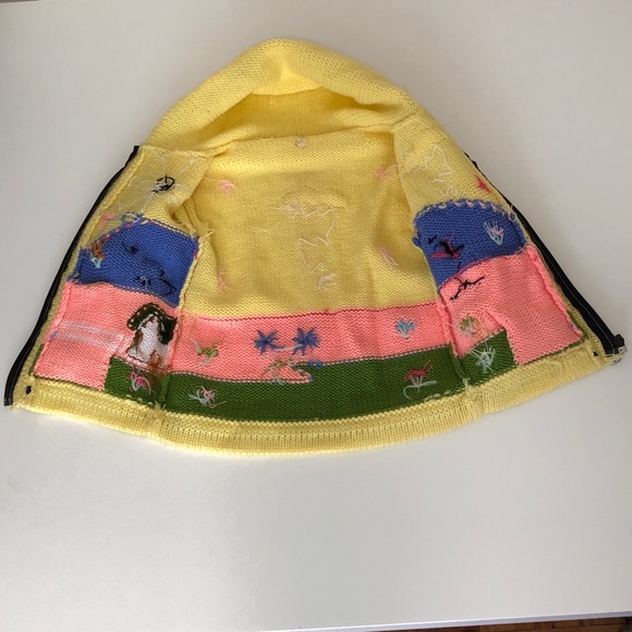 Vintage Llama Hand knitted Zip up Sweater 4Y - Picture 3 of 4